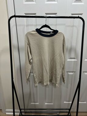 Aeropostale Cream Thermal Shirt with Navy Trim